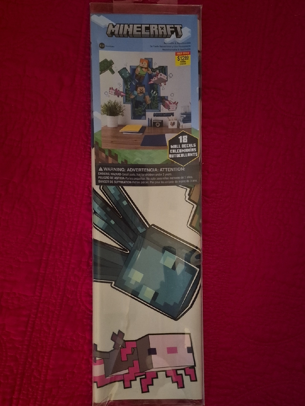 Roommates Minecraft Axolotl & Squid Wall Decals - Pink & Blue